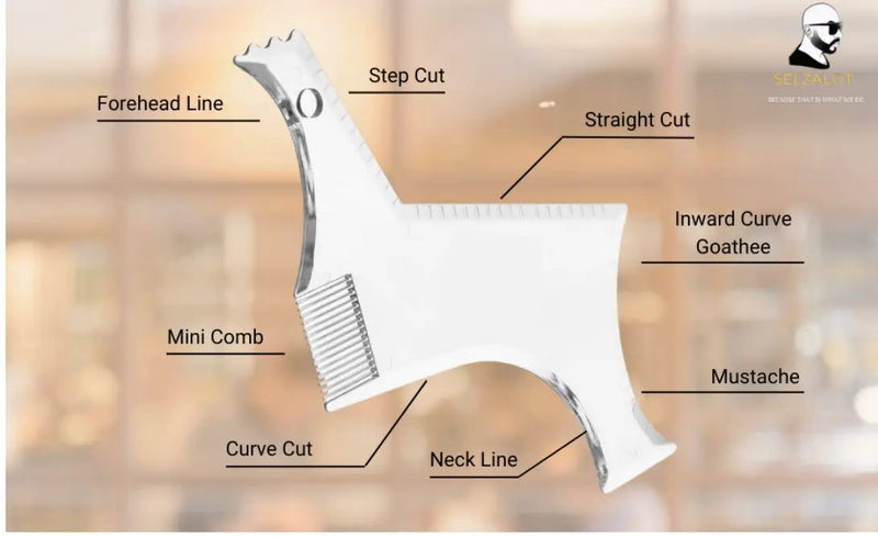Beard Shaper for Men Beard Lineup Tool for Grooming Beard Guide Shaping Tool for Straight & Curve Cut Barber Tools Goatee Shaper Beard Template for Men to Style Facial Hair by Selzalot