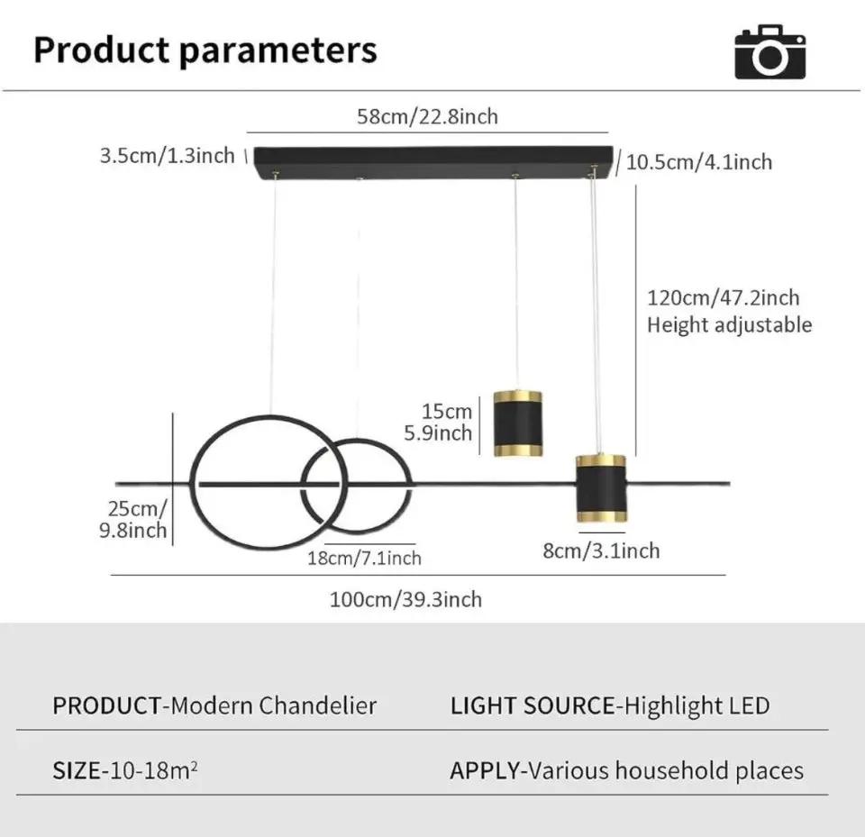 Modern Linear Led Pendant Light,dimmable Led Chandelier With Spotlights by Selzalot