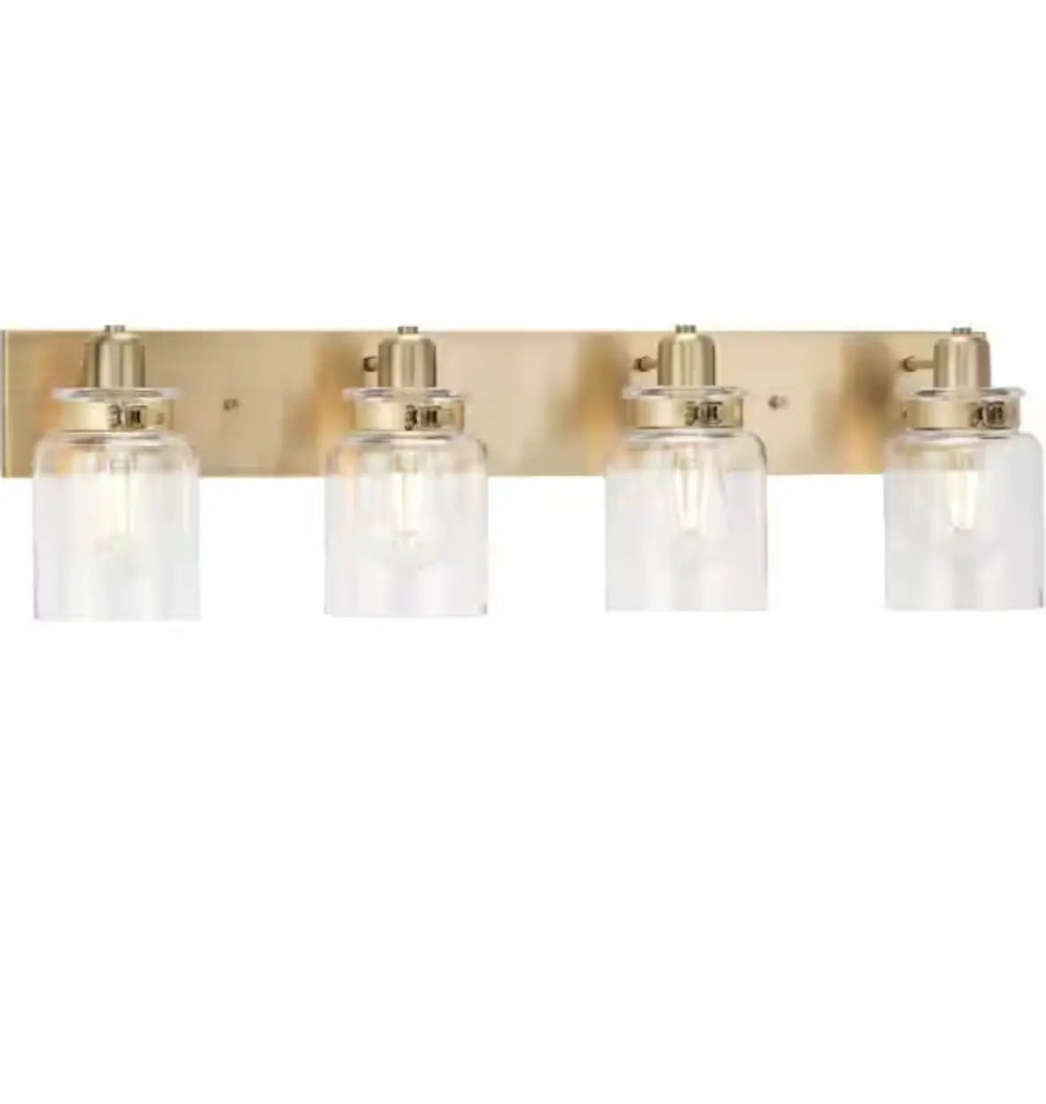Progress Lighting Calhoun Collection 30-1/4 in. 4-Light Gold Vintage Brass Clear Glass Farmhouse Urban Industrial Bathroom Vanity Light by Selzalot