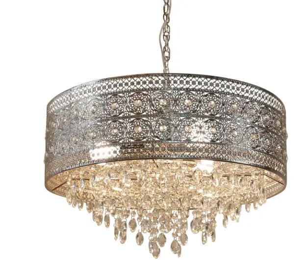 Open Box "24"" Brielle Crystal Chandelier Polished Nickel - River of Goods" by Selzalot