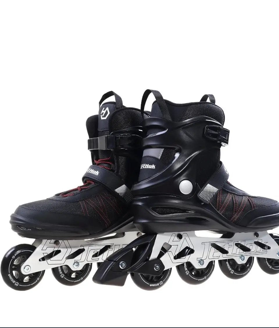 JetHok Fitness Inline Skate, Professional Aluminum Inline Rollerskates Outdoor (Black and Red, Size 7-11) by Selzalot