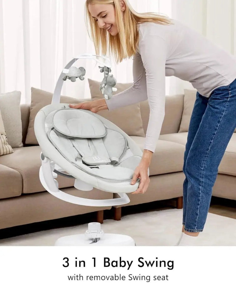 Used Angelbliss 3 in 1 Baby Swing with Motion Detection, Portable Baby Swings for Infants with Removable Rocker & Stationary Seat, Bluetooth Enabled w by Selzalot