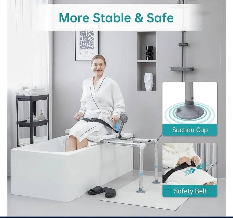 Open Box ELENKER Heavy Duty Sliding Shower Chair with Swivel Seat, Rotating Sliding Bathtub Transfer Bench and Bath Safety Seat with Non-Slip Suction by Selzalot