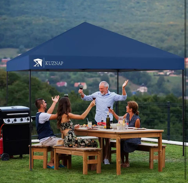 Open Box KUZNAP 12'x12' Pop up Canopy Tent Patented EZ Set up Instant Outdoor Canopy with Wheeled Carry Bag Bonus 4 Weight Sandbags, 8 Stakes and 4 Ro by Selzalot