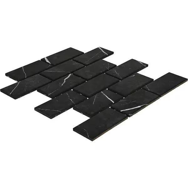 Open Box Daltile Restore Black Marble 12 in. x 12 in. Glazed Ceramic Brick Joint Mosaic Tile (9.96 sq. ft./Case) by Selzalot