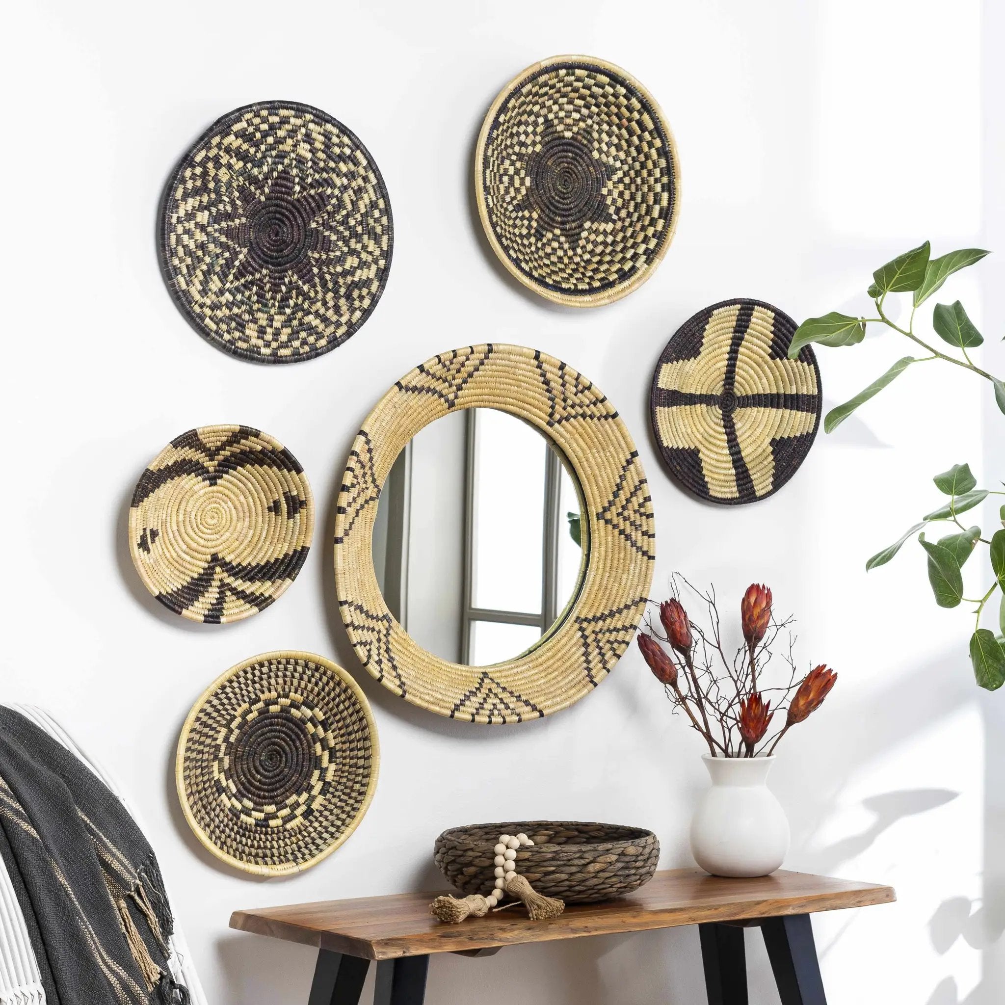 Quinipot Natural Woven Circular Moonj Grass Tapestry by Boutique Rugs