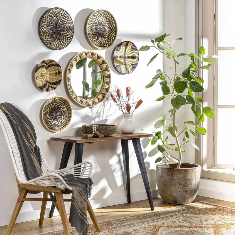 Quinipot Natural Woven Circular Moonj Grass Tapestry by Boutique Rugs