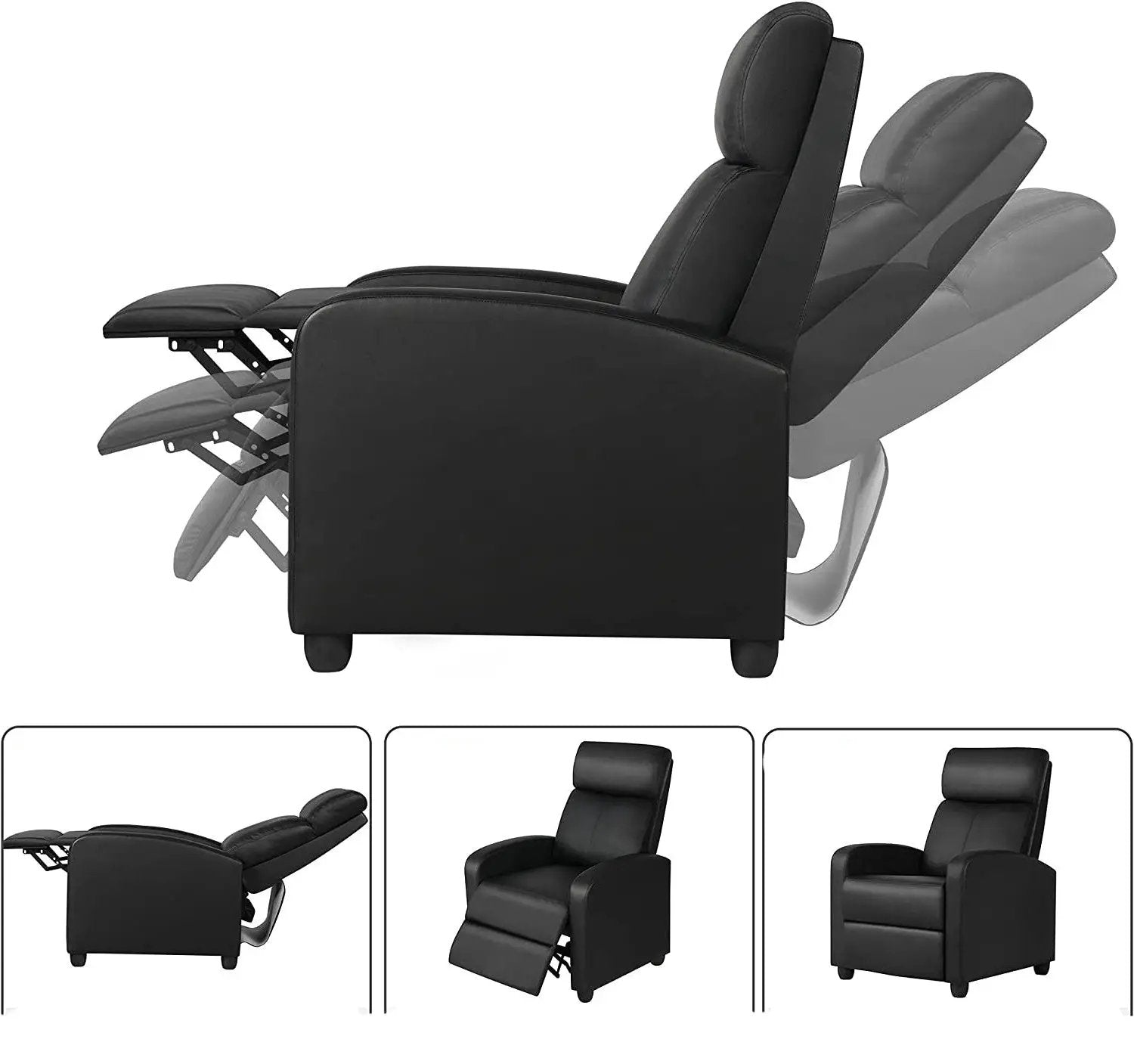 Dark Brown High-Density Faux Leather Push Back Recliner Chair by HomePacific