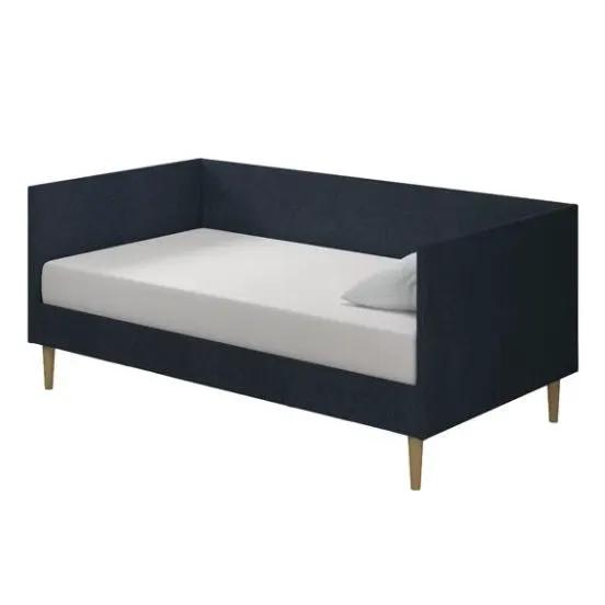 Twin Mid-Century Modern Dark Blue Linen Upholstered Daybed by HomePacific