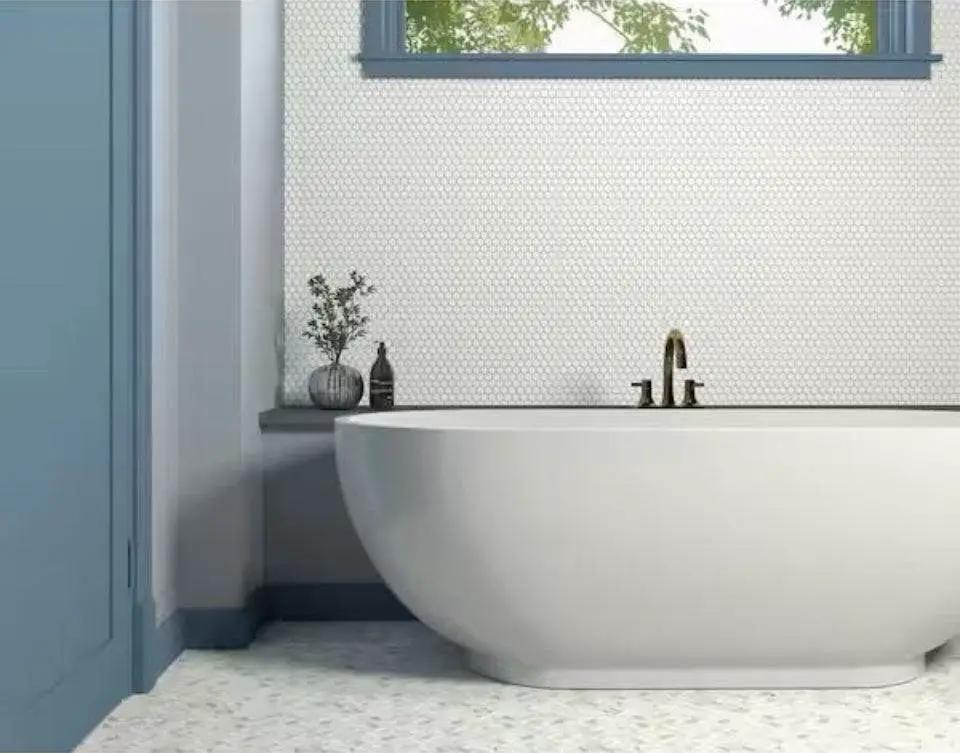 Open Box Daltile Restore Satin White 10 in. x 11 in. Glazed Ceramic Penny Round Mosaic Wall Tile (8.3 sq. ft./Case) by Selzalot