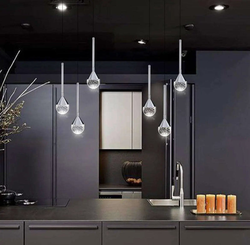 HAIXIANG Mini Chandeliers 3-Lights Modern Chrome Light Pendant Lights by Selzalot