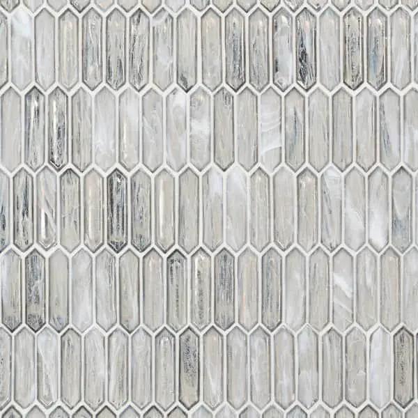 Open Box Ivy Hill Tile Fargin Silver Haze Elongated Hexagon 12 in. x 10 in. x 7mm Polished Glass Mosaic Tile (0.82 sq. ft.) by Selzalot