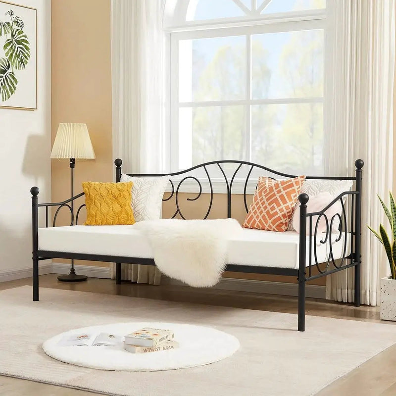 Twin size French Country Style Black Metal Day Bed Frame by HomePacific