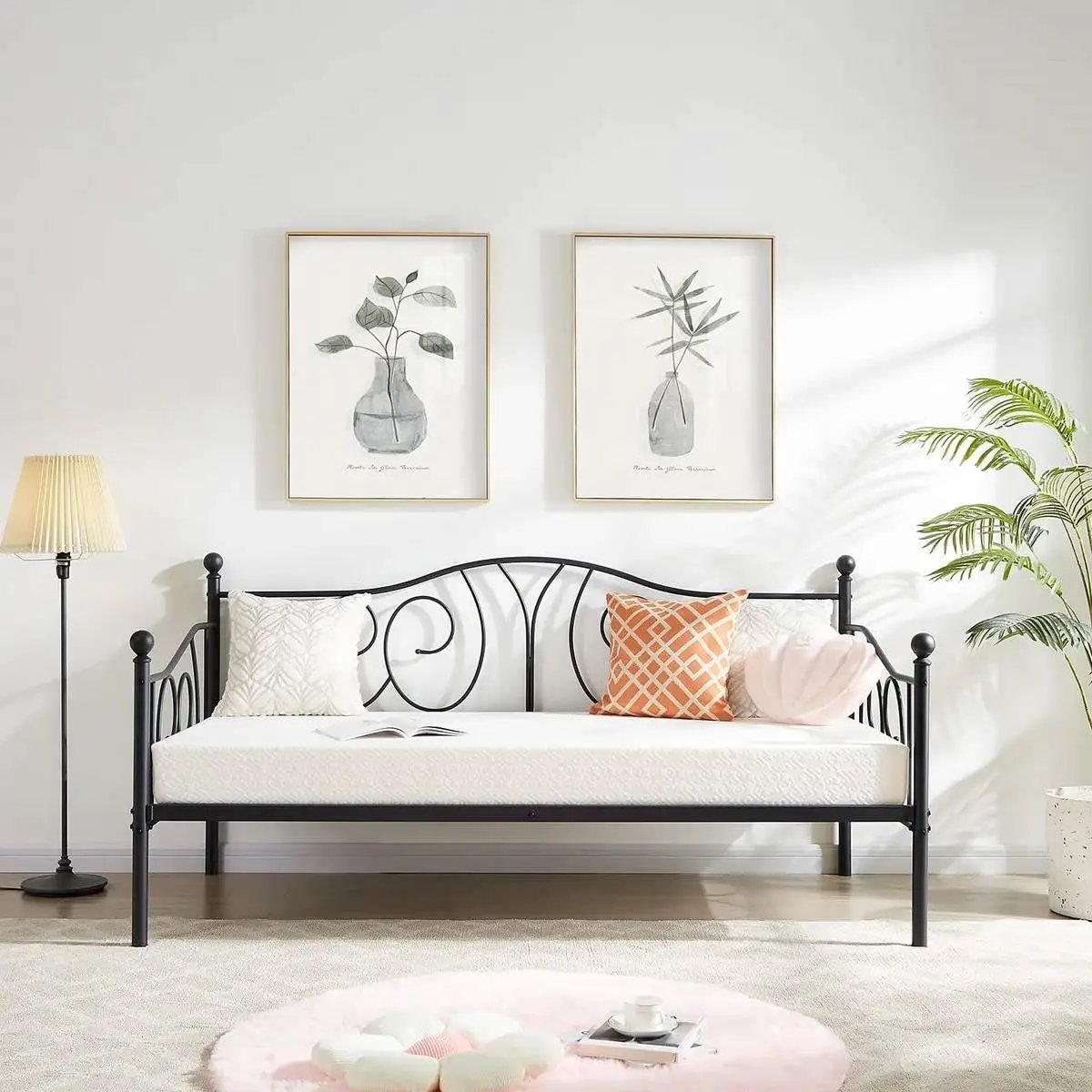 Twin size French Country Style Black Metal Day Bed Frame by HomePacific