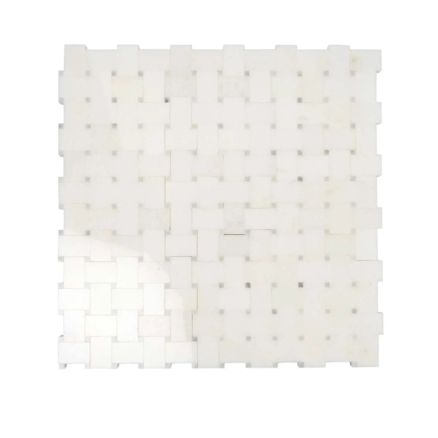 Eastern White Bianco Carrara 12x12 Polished Basketweave Marble Mosaic Tile (5 pack, 4.83 sq ft/case) by Apollo Tile