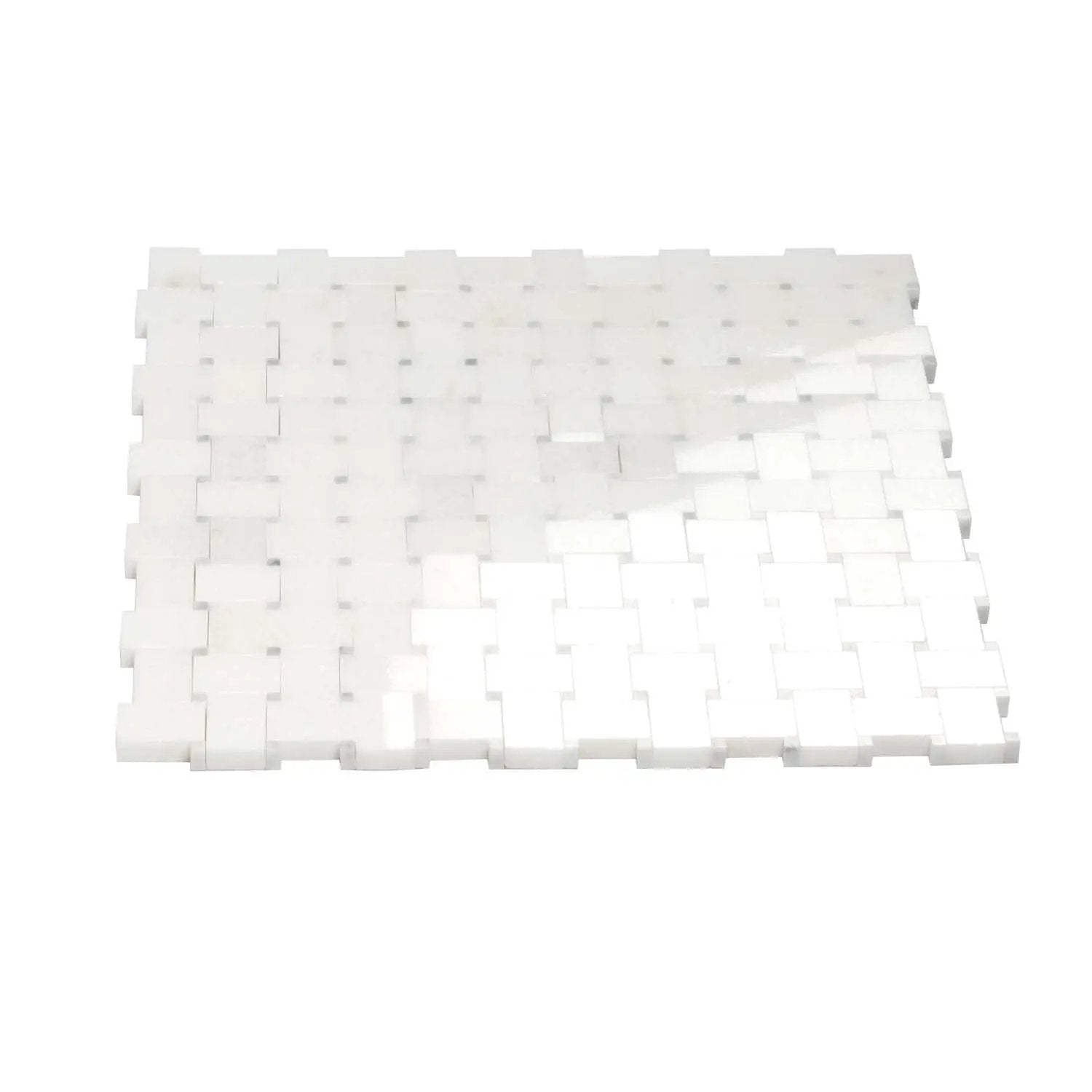 Eastern White Bianco Carrara 12x12 Polished Basketweave Marble Mosaic Tile (5 pack, 4.83 sq ft/case) by Apollo Tile