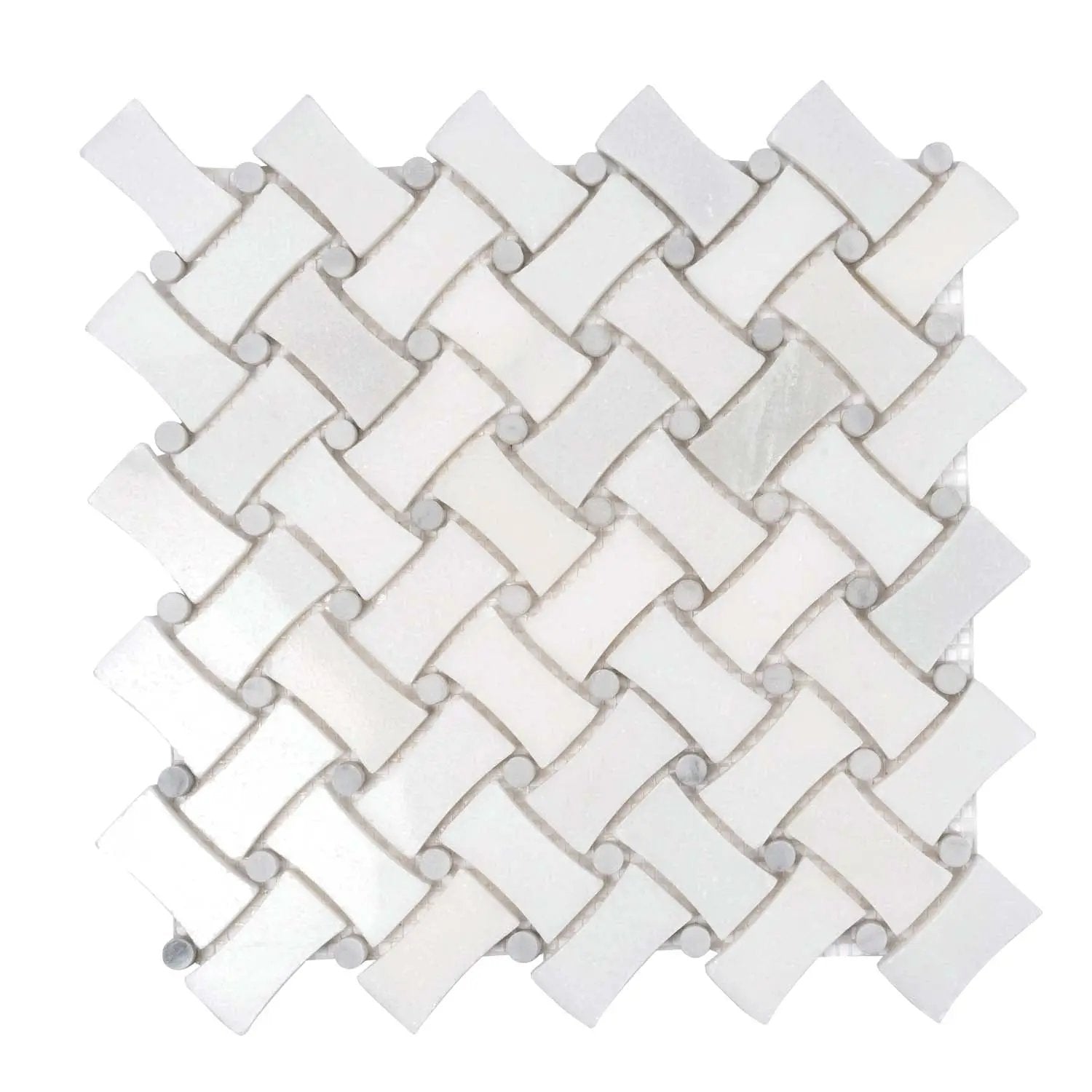 Eastern White Bianco Carrara 11x11 Polished Basketweave Marble Mosaic Tile (5 pack, 4.2 sq ft/case) by Apollo Tile