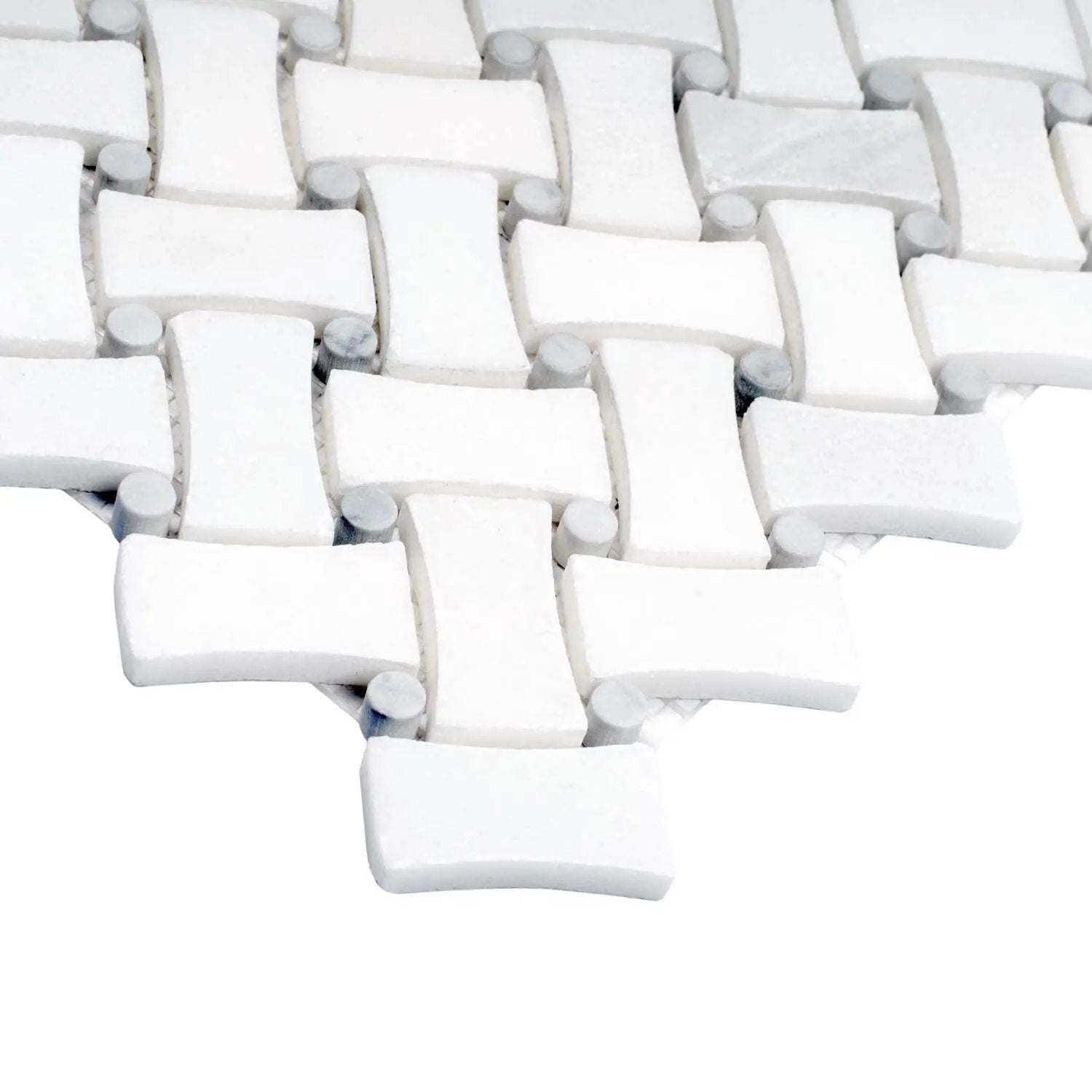 Eastern White Bianco Carrara 11x11 Polished Basketweave Marble Mosaic Tile (5 pack, 4.2 sq ft/case) by Apollo Tile