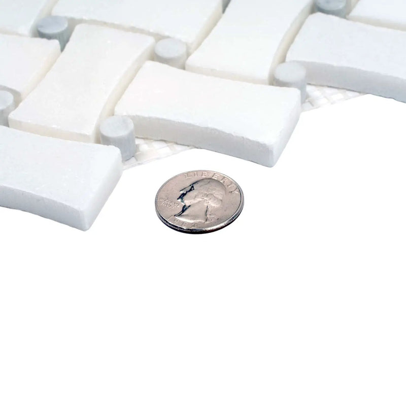 Eastern White Bianco Carrara 11x11 Polished Basketweave Marble Mosaic Tile (5 pack, 4.2 sq ft/case) by Apollo Tile