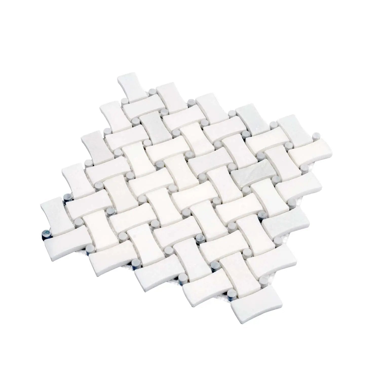 Eastern White Bianco Carrara 11x11 Polished Basketweave Marble Mosaic Tile (5 pack, 4.2 sq ft/case) by Apollo Tile