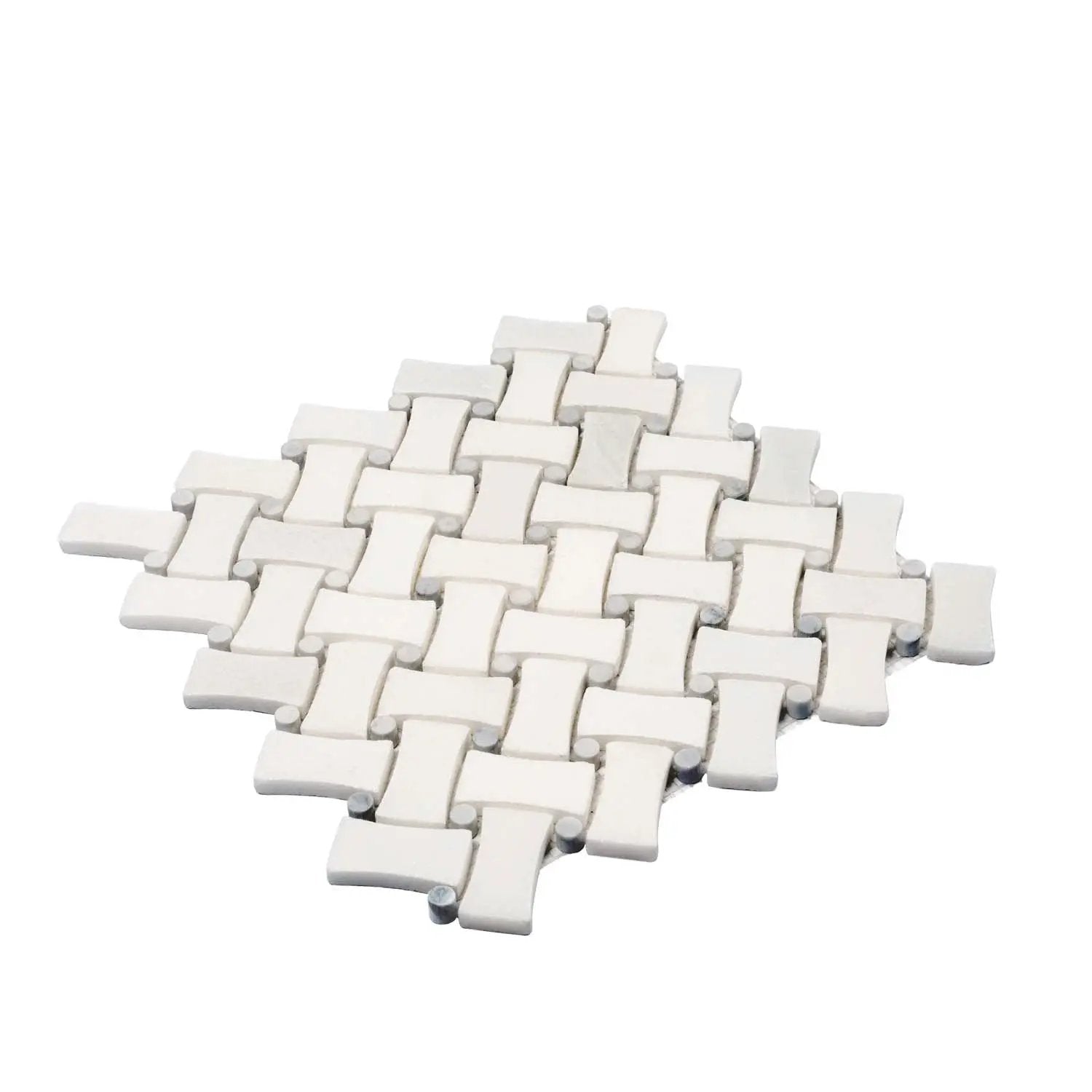 Eastern White Bianco Carrara 11x11 Polished Basketweave Marble Mosaic Tile (5 pack, 4.2 sq ft/case) by Apollo Tile