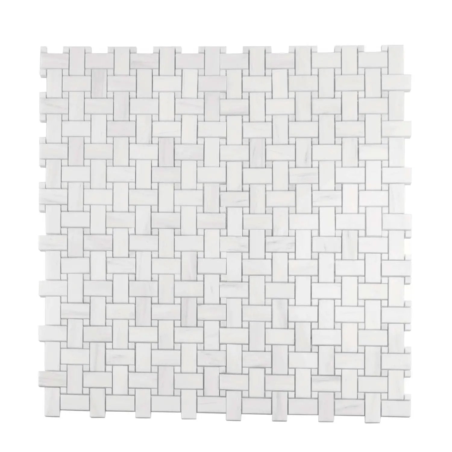 Pearl White 12x12 Polished Basketweave Dolomite Marble Mosaic Tile (5 pack, 5 sq ft/case) by Apollo Tile