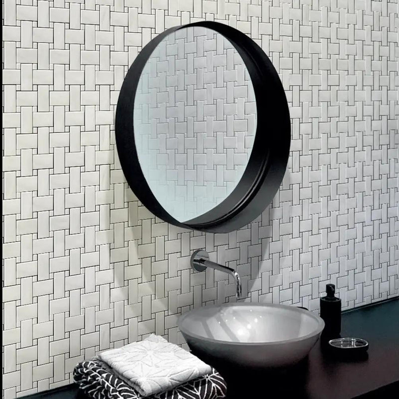 Pearl White 12x12 Polished Basketweave Dolomite Marble Mosaic Tile (5 pack, 5 sq ft/case) by Apollo Tile