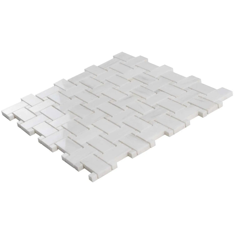 Pearl White 12x12 Polished Basketweave Dolomite Marble Mosaic Tile (5 pack, 5 sq ft/case) by Apollo Tile