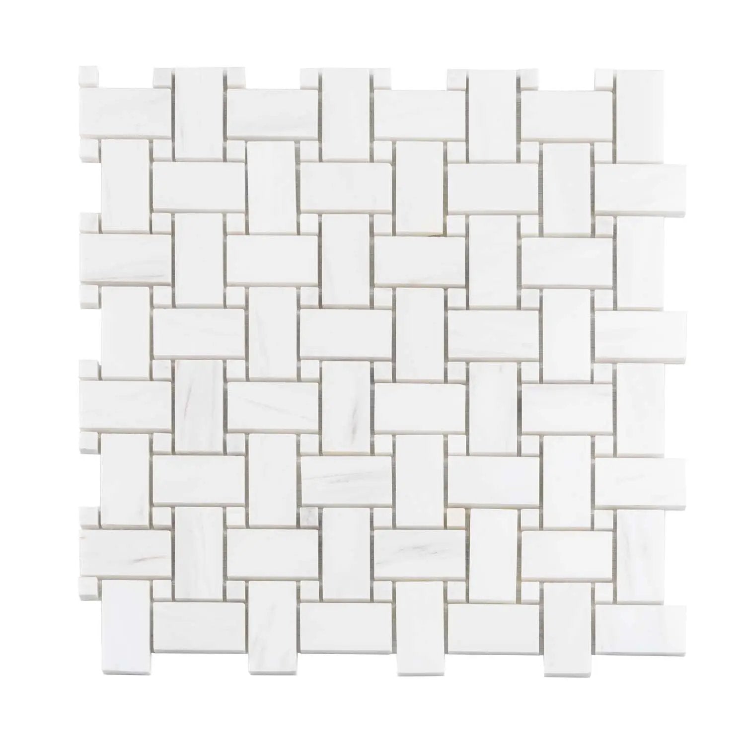 Pearl White 12x12 Polished Basketweave Dolomite Marble Mosaic Tile (5 pack, 5 sq ft/case) by Apollo Tile