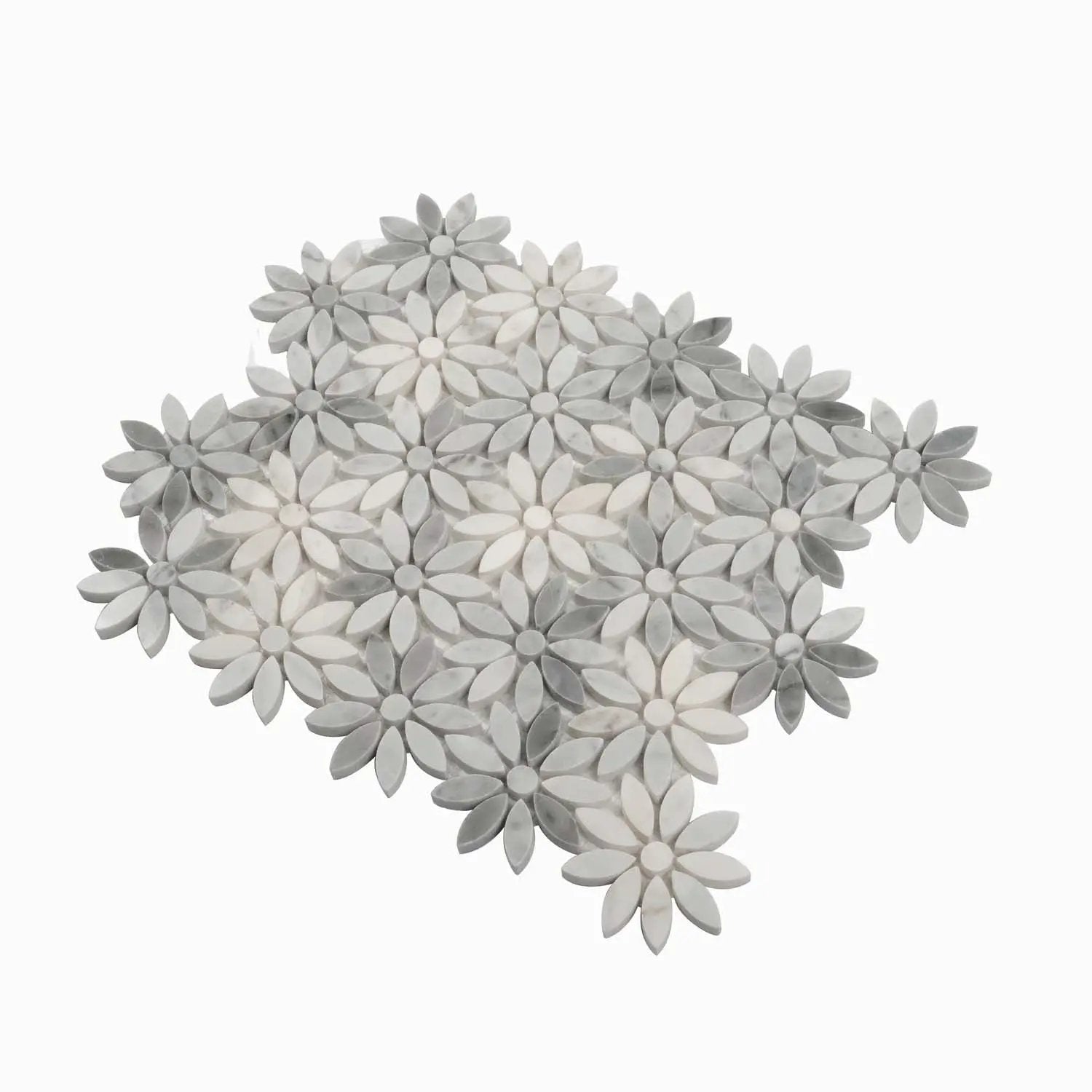 White Gray 11x12 Polished Multi-shaped Bianco Carrara Marble Mosaic Tile (5 pack, 4.46 sq ft/case) by Apollo Tile