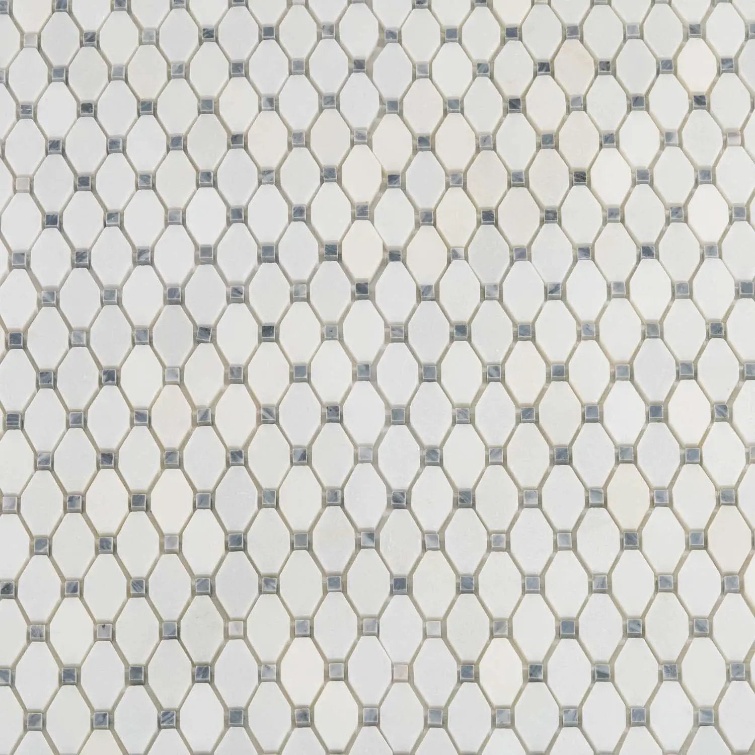 Eastern White, Bardiglio 11x11 Polished Octagon Marble Mosaic Tile (5 pack, 4.51 sq ft/case) by Apollo Tile