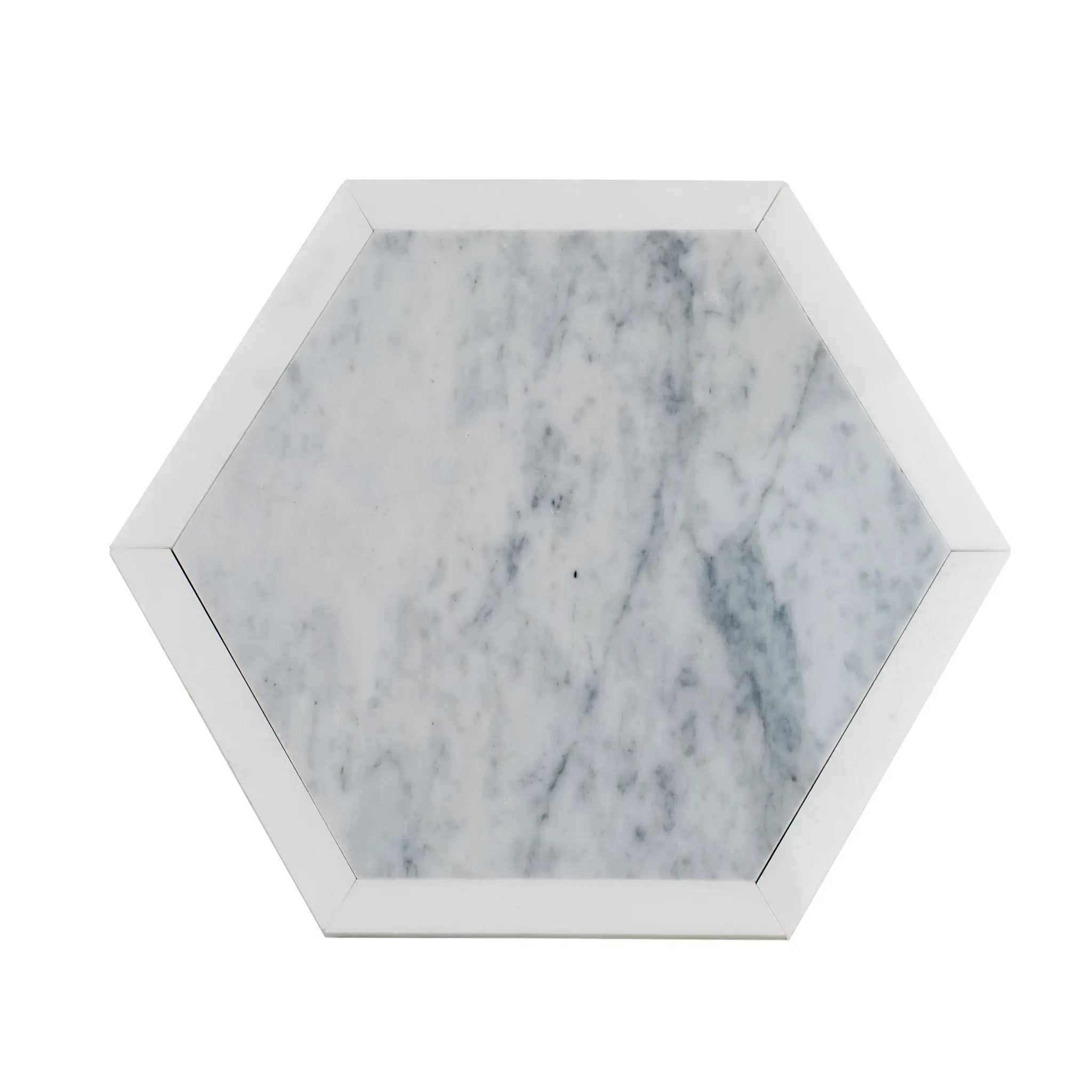 Carrrara Grey, Thassos White 12x12 Polished Hexagon Marble Mosaic Tile (5 pack, 4.3 sq ft/case) by Apollo Tile