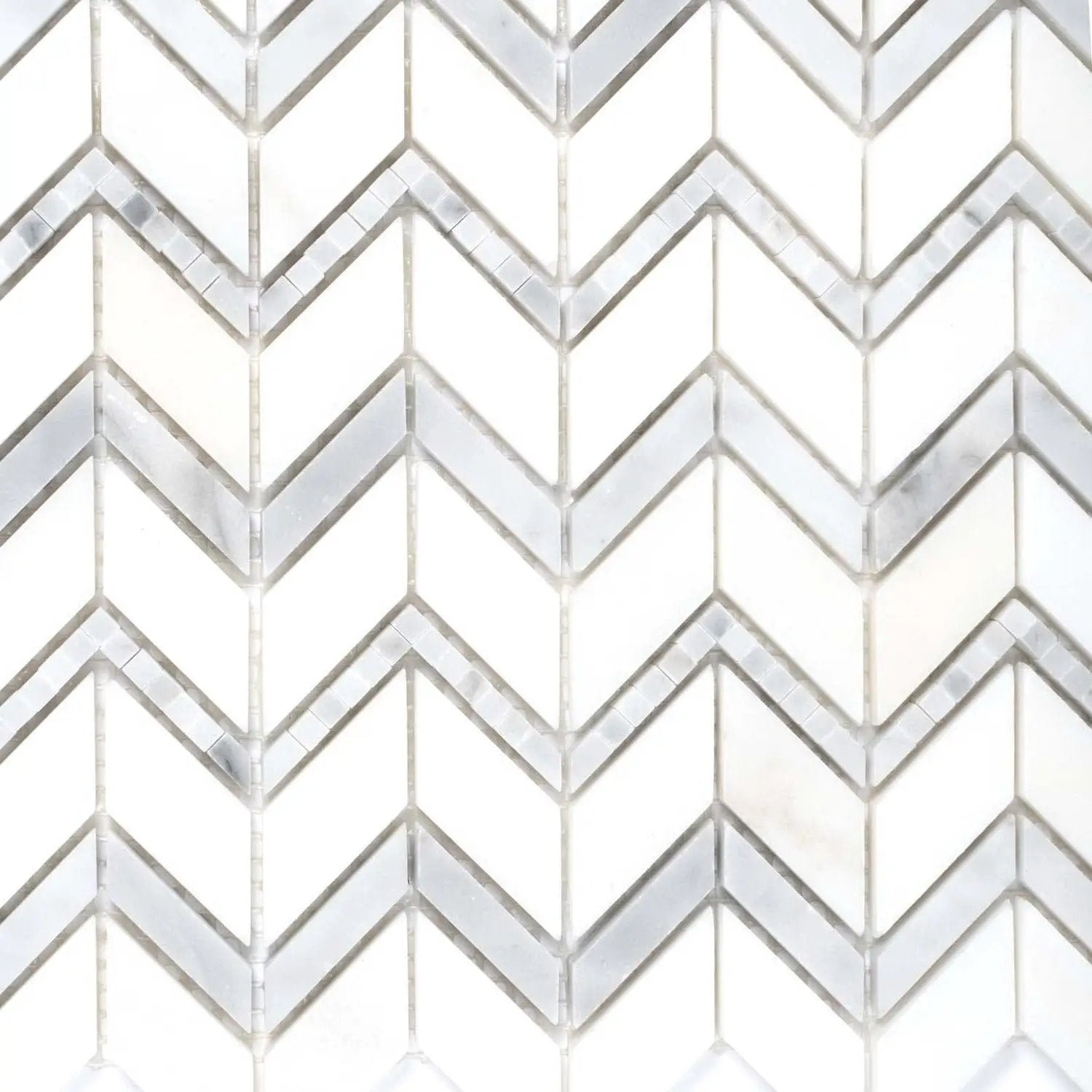 Bianco Carrara Eastern White 10x12 Polished Herringbone Marble Mosaic Tile (5 pack, 4.3 sq ft/case) by Apollo Tile