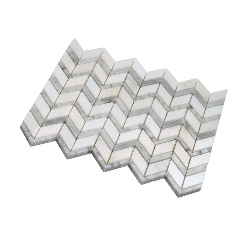Bianco Carrara Eastern White 10x12 Polished Herringbone Marble Mosaic Tile (5 pack, 4.3 sq ft/case) by Apollo Tile