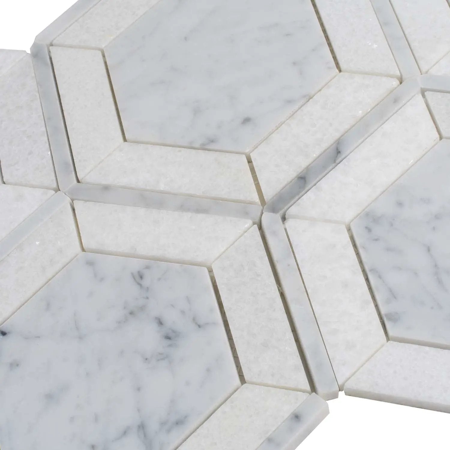 Bianco Carrara, Crystal White 8x8 Polished Hexagon Marble Mosaic Tile (5 pack, 1.83 sq ft/case) by Apollo Tile
