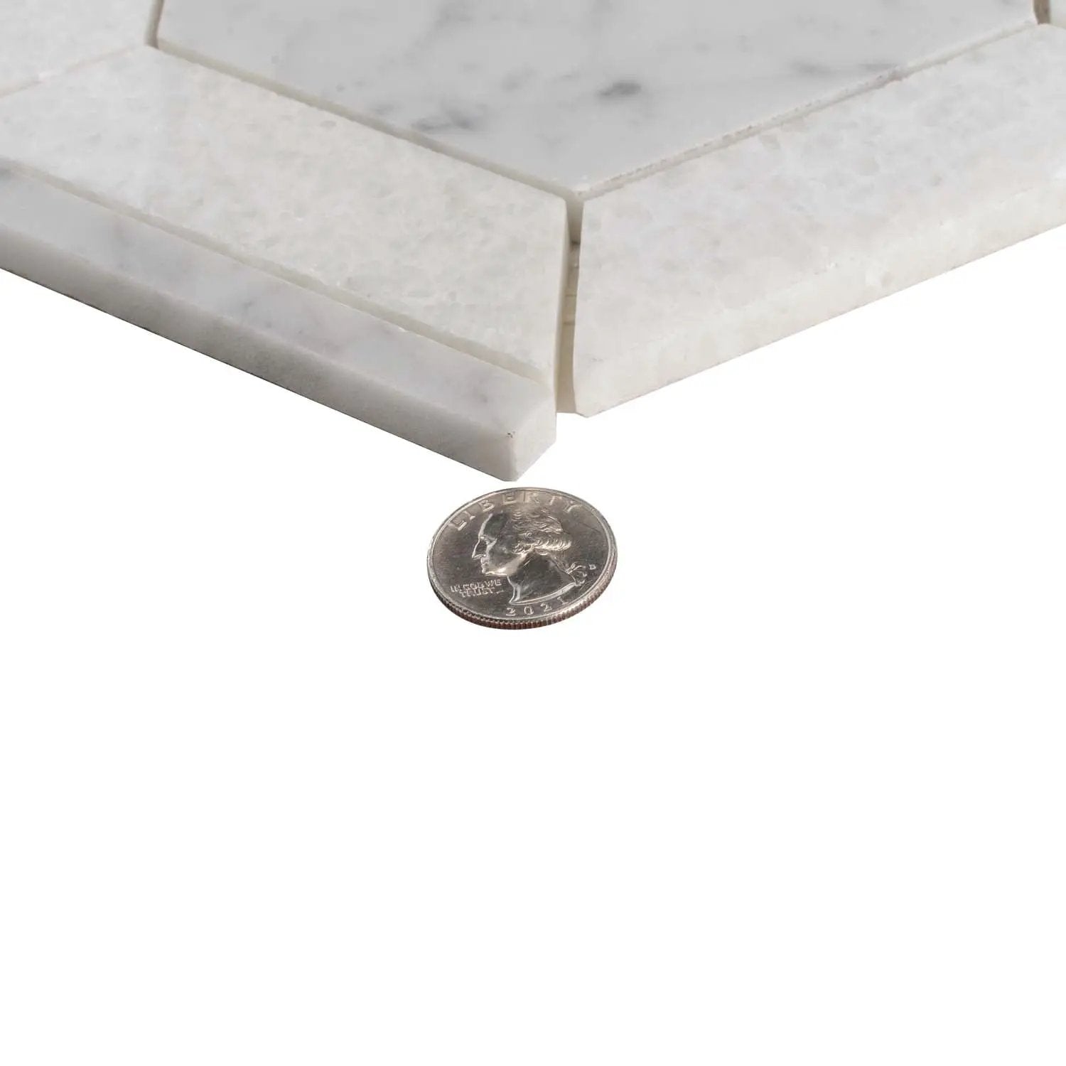 Bianco Carrara, Crystal White 8x8 Polished Hexagon Marble Mosaic Tile (5 pack, 1.83 sq ft/case) by Apollo Tile