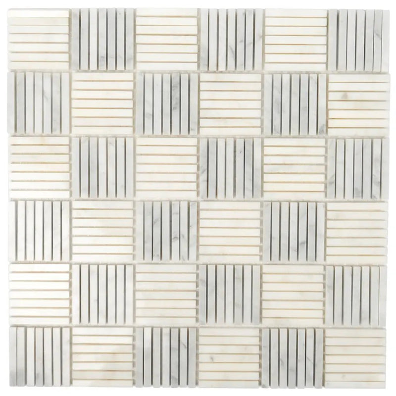 White Gray 12x12 Polished Brick Bianco Carrara Marble Mosaic Tile (5 pack, 5 sq ft/case) by Apollo Tile