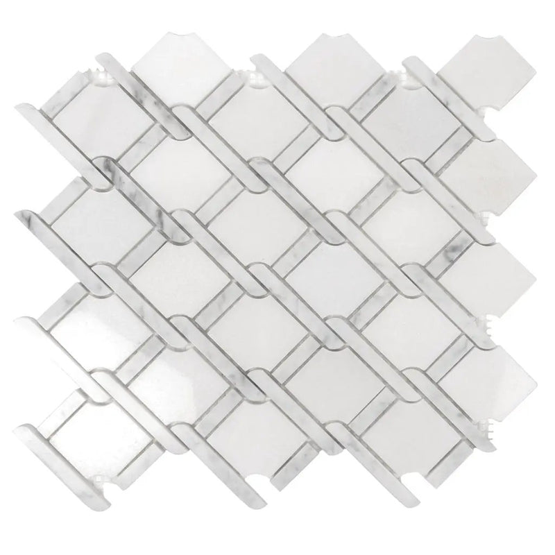 White 11x12 Polished Diamond Marble Mosaic Tile (5 pack, 4.66 sq ft/case) by Apollo Tile