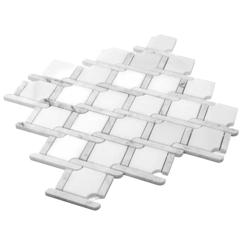 White 11x12 Polished Diamond Marble Mosaic Tile (5 pack, 4.66 sq ft/case) by Apollo Tile