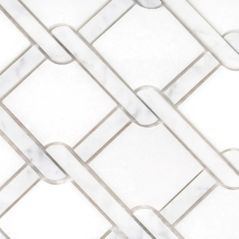 White 11x12 Polished Diamond Marble Mosaic Tile (5 pack, 4.66 sq ft/case) by Apollo Tile