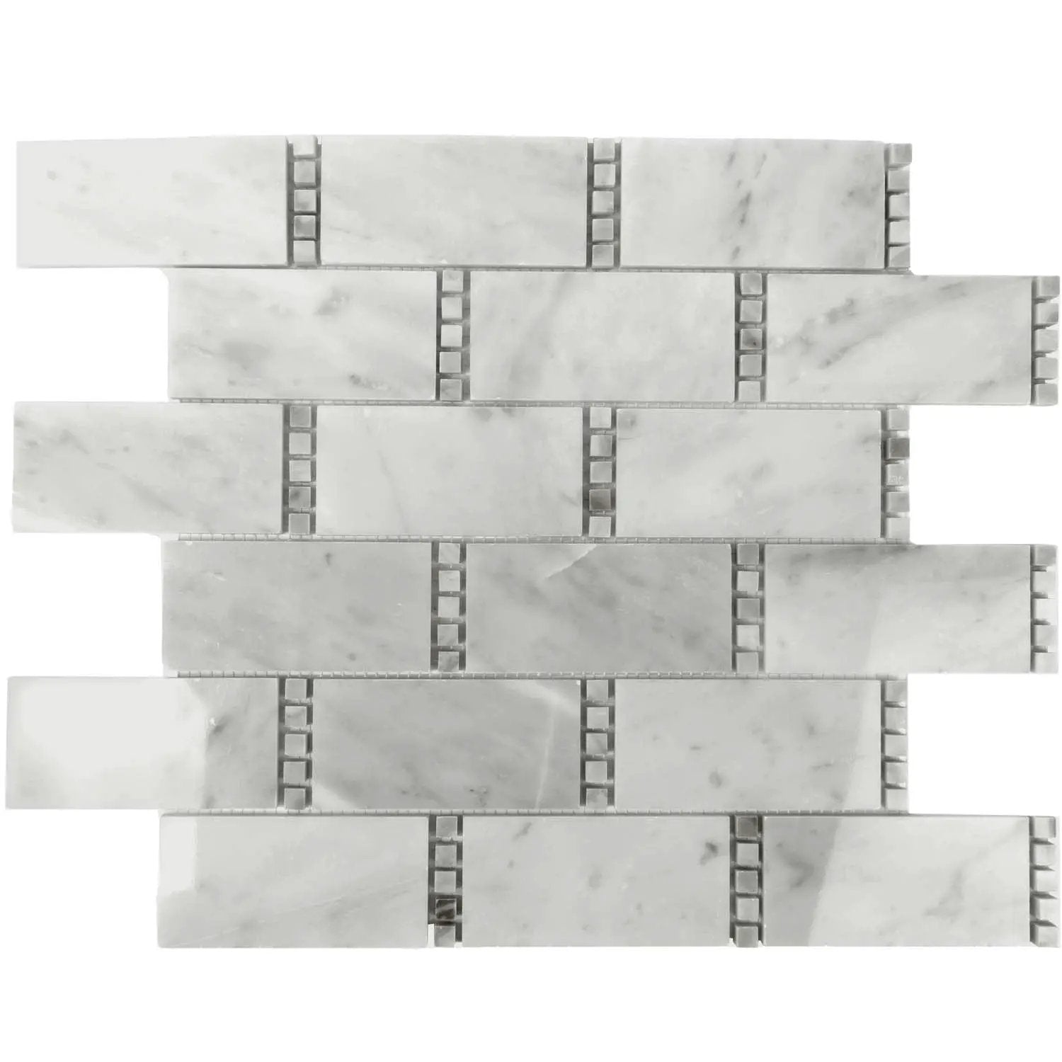 White 12x13 Polished Marble Mosaic Tile (5 pack, 5.28125 sq ft/case) by Apollo Tile