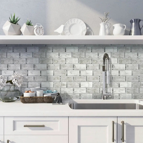 White 12x13 Polished Marble Mosaic Tile (5 pack, 5.28125 sq ft/case)