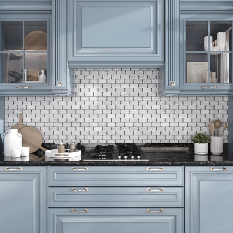 White 12x13 Polished Marble Mosaic Tile (5 pack, 5.28125 sq ft/case) by Apollo Tile