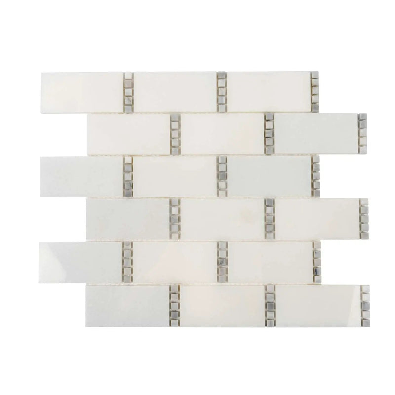 Eastern White, Bianco Carrara 12x13 Polished Brick Marble Mosaic Tile (5 pack, 5.28125 sq ft/case) by Apollo Tile