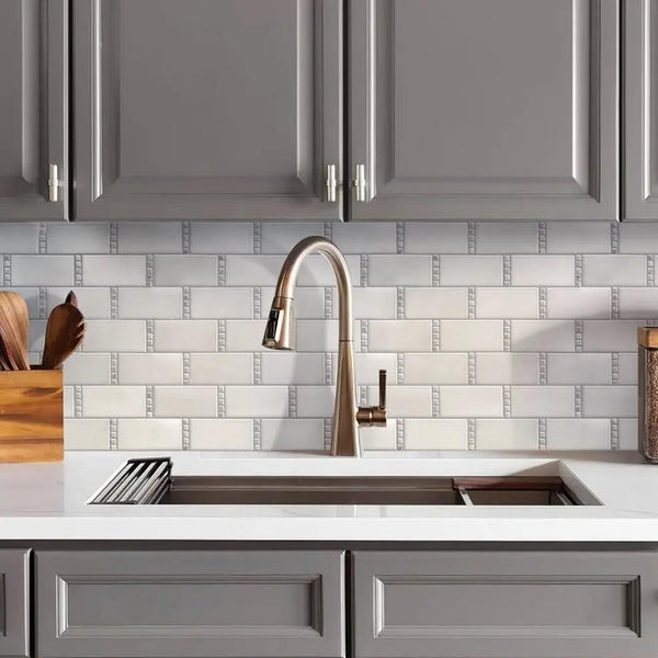 Eastern White, Bianco Carrara 12x13 Polished Brick Marble Mosaic Tile (5 pack, 5.28125 sq ft/case)