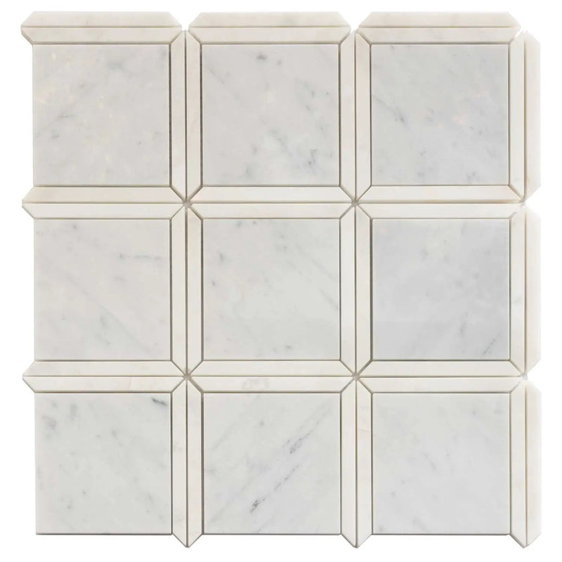 Bianco Carrara, Eastern White 12x12 Polished Brick Marble Mosaic Tile (5 pack, 5 sq ft/case) by Apollo Tile