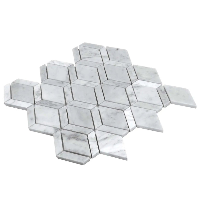 Pearl White 12x12 Polished Diamond Bianco Carrara Marble Mosaic Tile (5 pack, 4.59 sq ft/case) by Apollo Tile