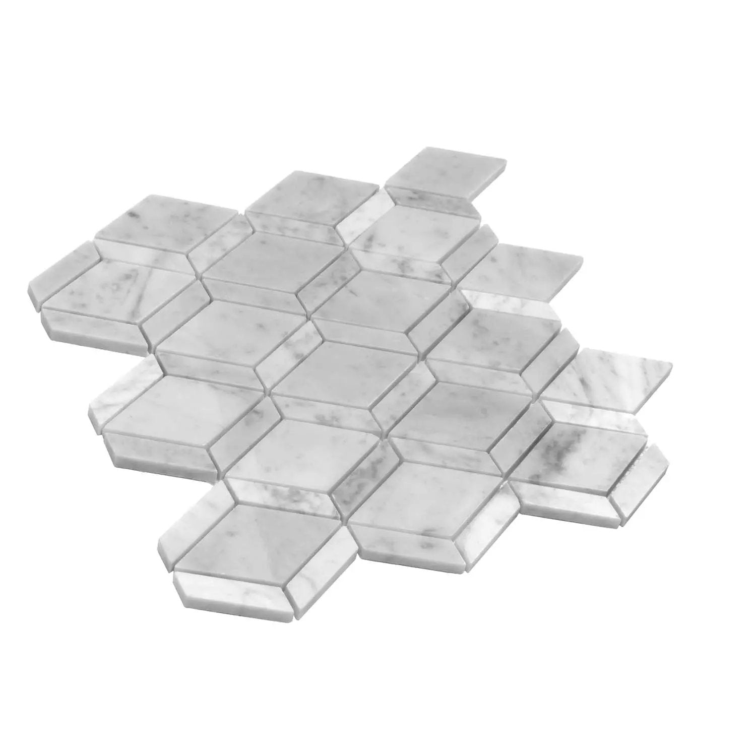 Pearl White 12x12 Polished Diamond Bianco Carrara Marble Mosaic Tile (5 pack, 4.59 sq ft/case) by Apollo Tile