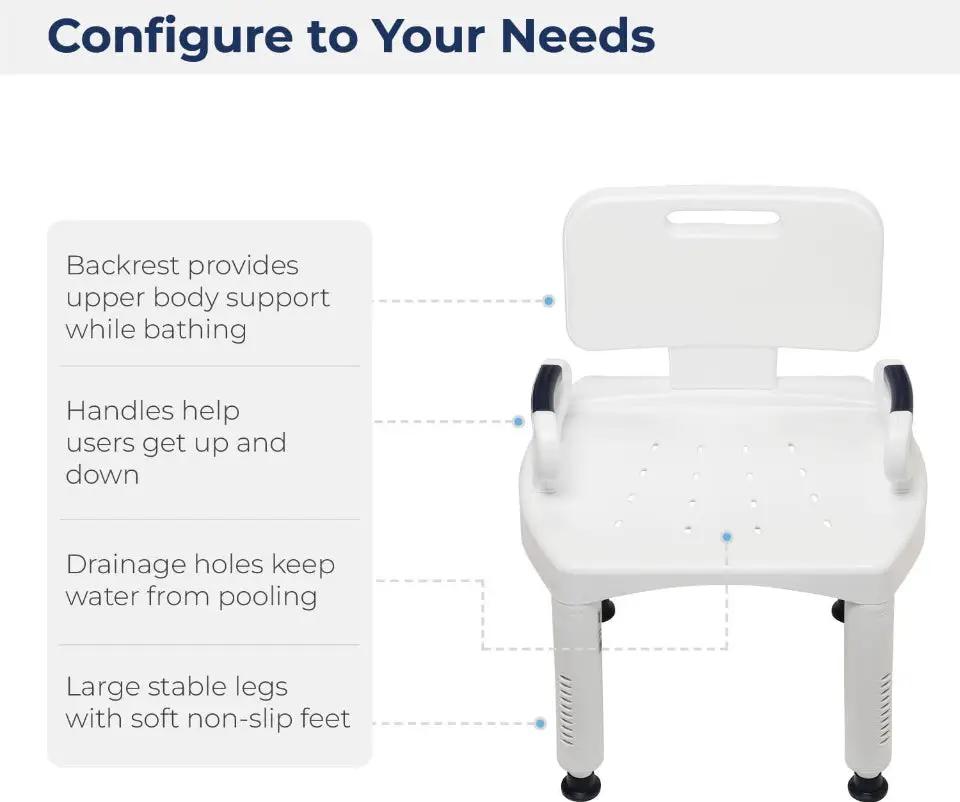 Drive Medical RTL12505 Shower Chair with Back and Arms by Selzalot