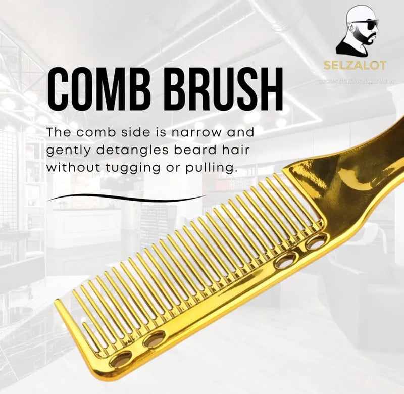 Double-Sided Beard Brush & Beard Comb Barber Brush for Grooming Beard Non-Slip & Sturdy Bristle Brush for Clean Cuts Professional Barber Comb for Beard & Hair Edge Control Brush Barber Accessories by Selzalot